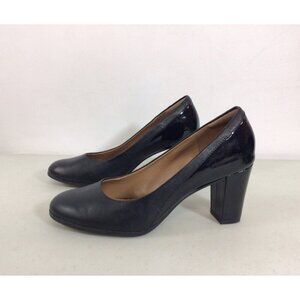 Clarks Leather Block Heel Shoes Womens Sz. 9